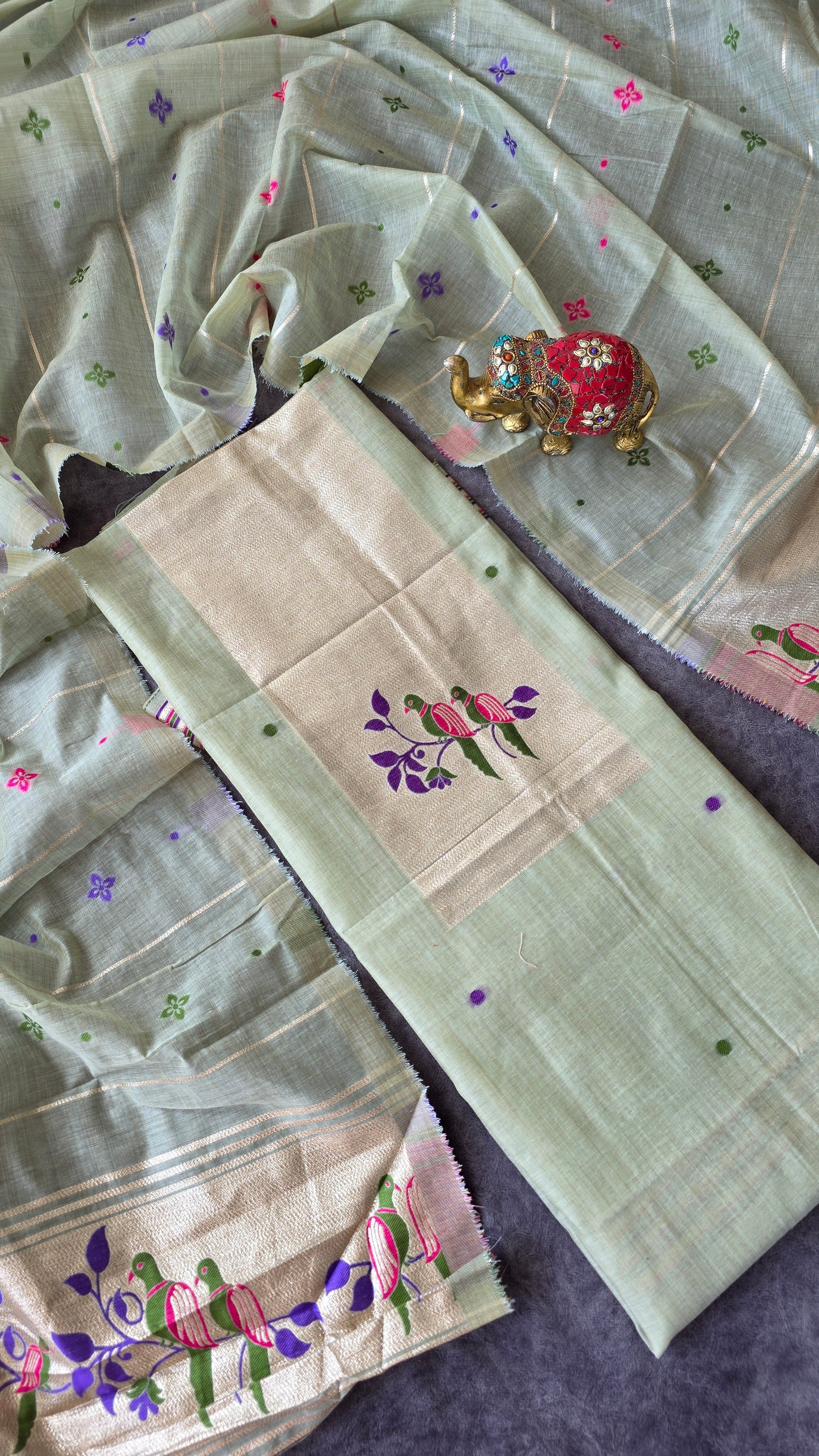 Fancy silk cotton paithani jamdhani set - HG1