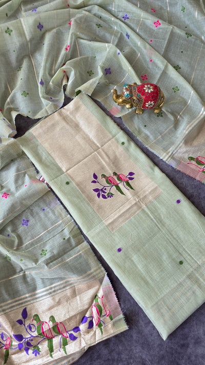 Fancy silk cotton paithani jamdhani set - HG1