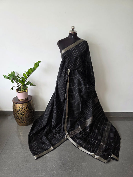 Premium checked semi mangalagiri pattu saree - MAA148