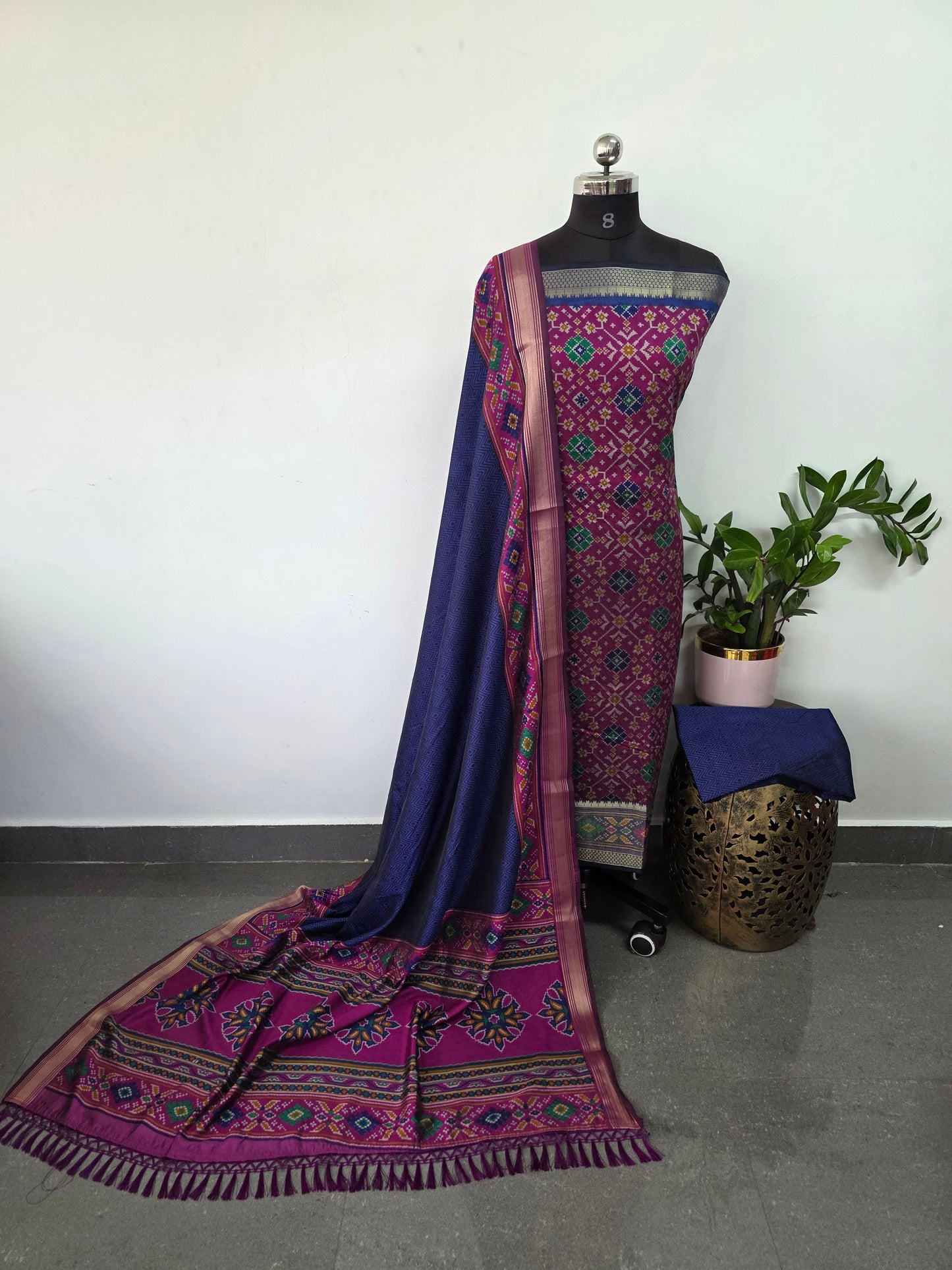 Premium semi Patola silk set - PK62