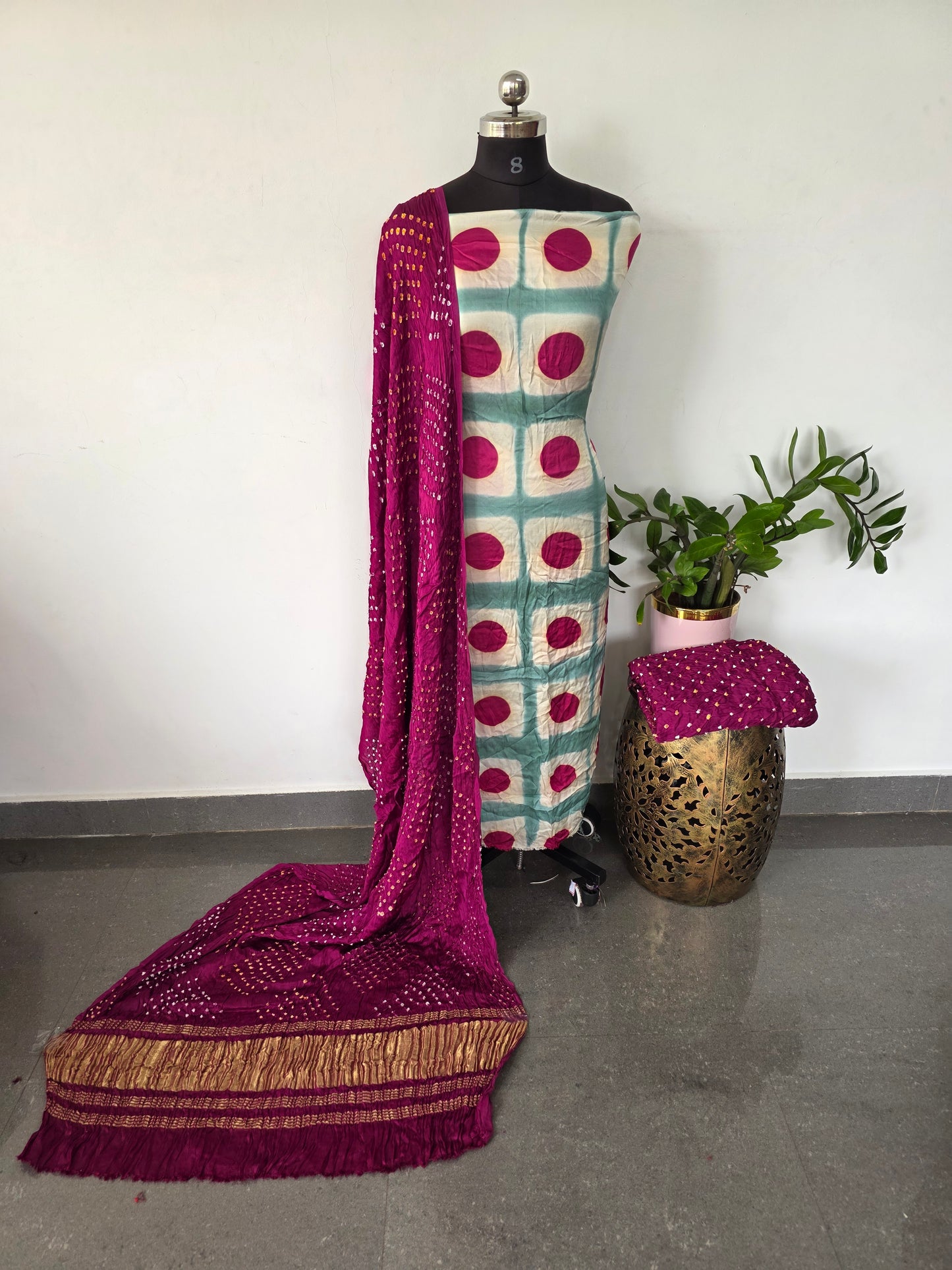 Handcrafted clap dyed  bandhani modal  salwar set - BN86