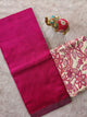 Premium plain semi mangalagiri pattu saree kalamkari silk blouse - MAA172