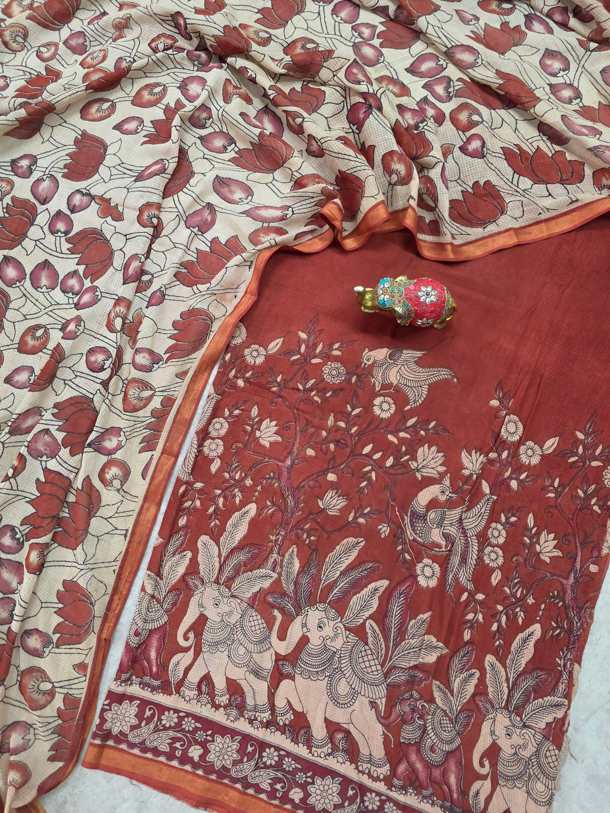 Handcrafted Kota kalamkari set (2 pc set )-AK475