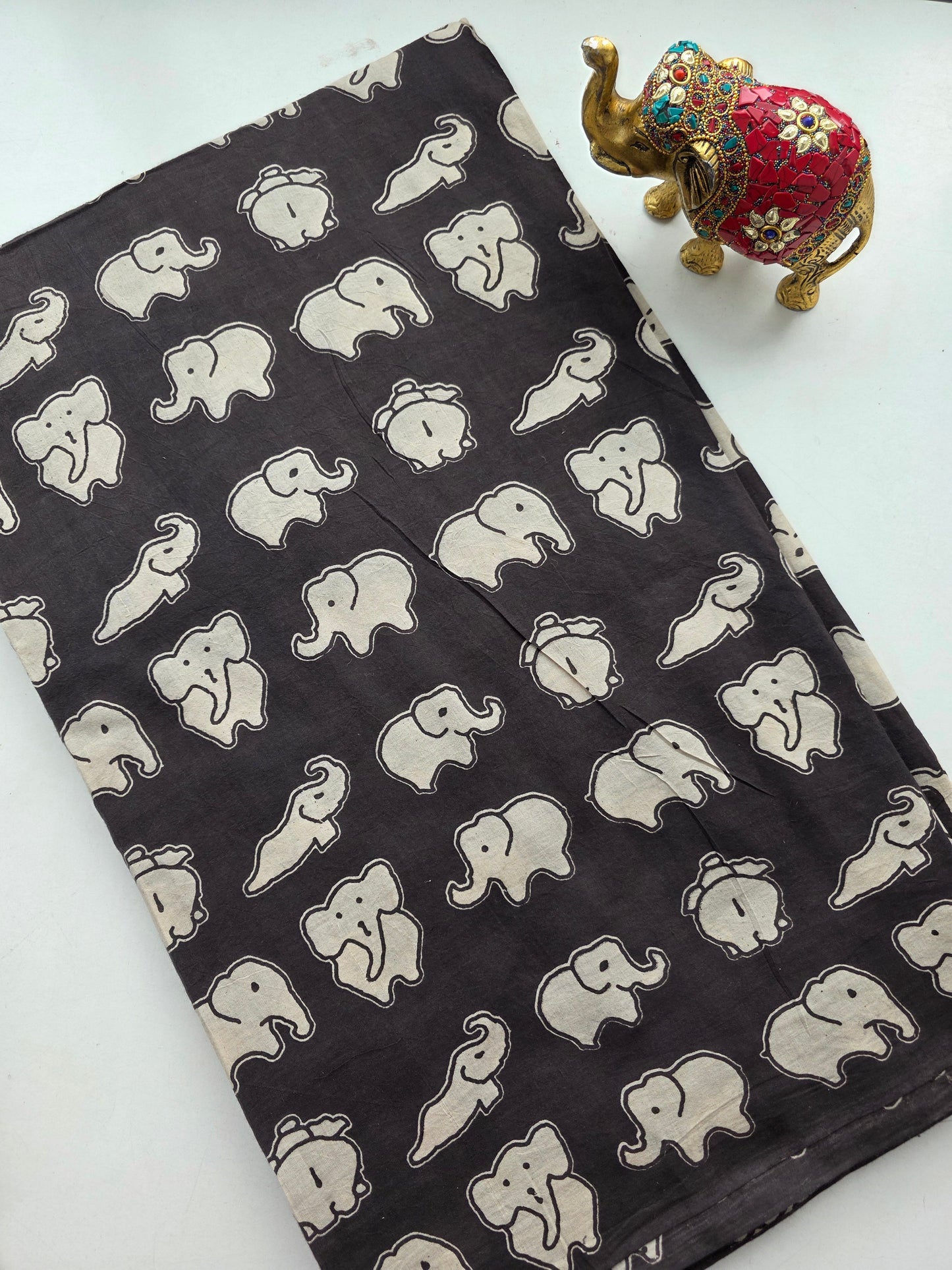 Pure silk kalamkari  running material (0.5)- KM2
