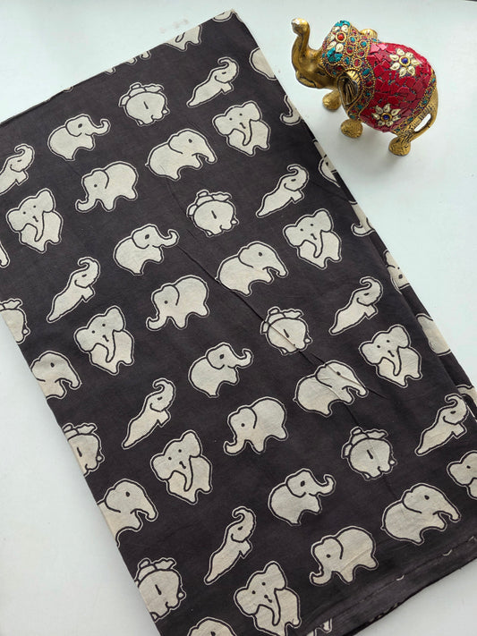 Pure silk kalamkari  running material (0.5)- KM2