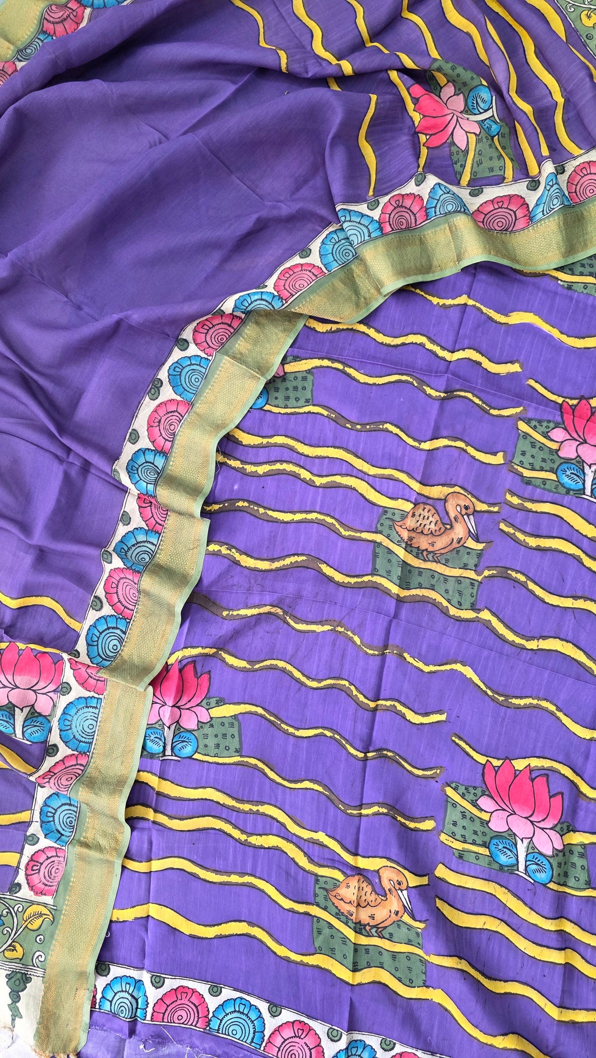 Kalahasthi Handcrafted Penkalamkari bangalore silk set -KH253