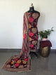 Glass viscose organza silk with handwork embroidery set (Maroon)-FS16