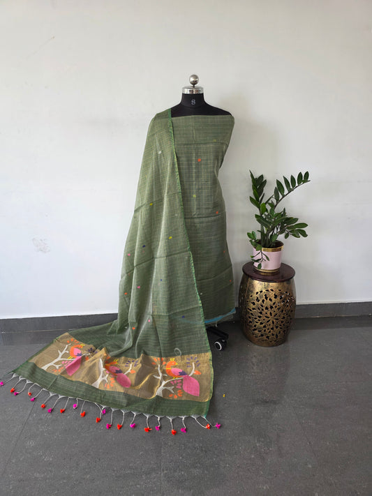 Premium zari checked muslin jamdhani - ZA4