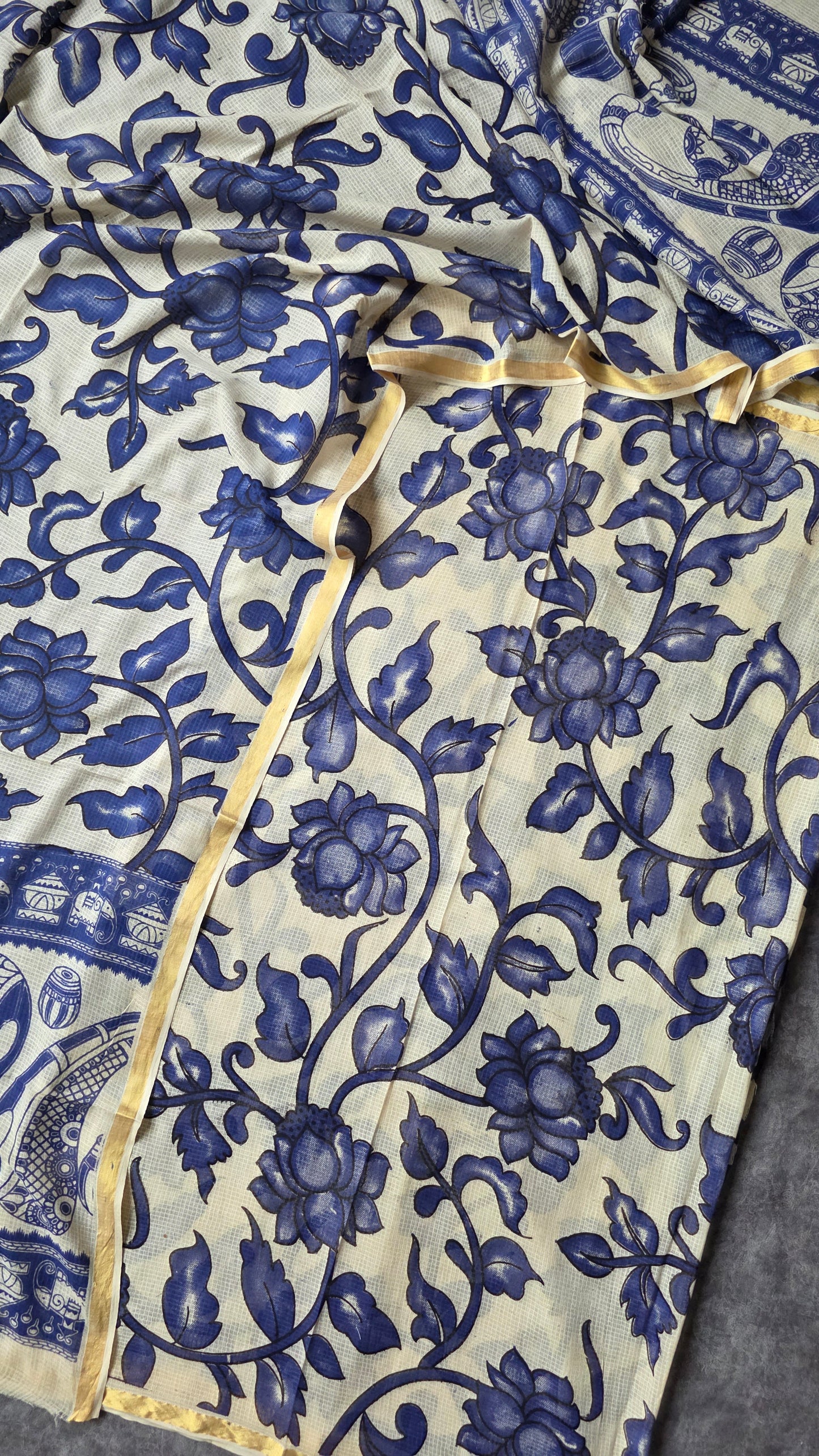 Handcrafted Kota kalamkari set (2 pc set )- AK319