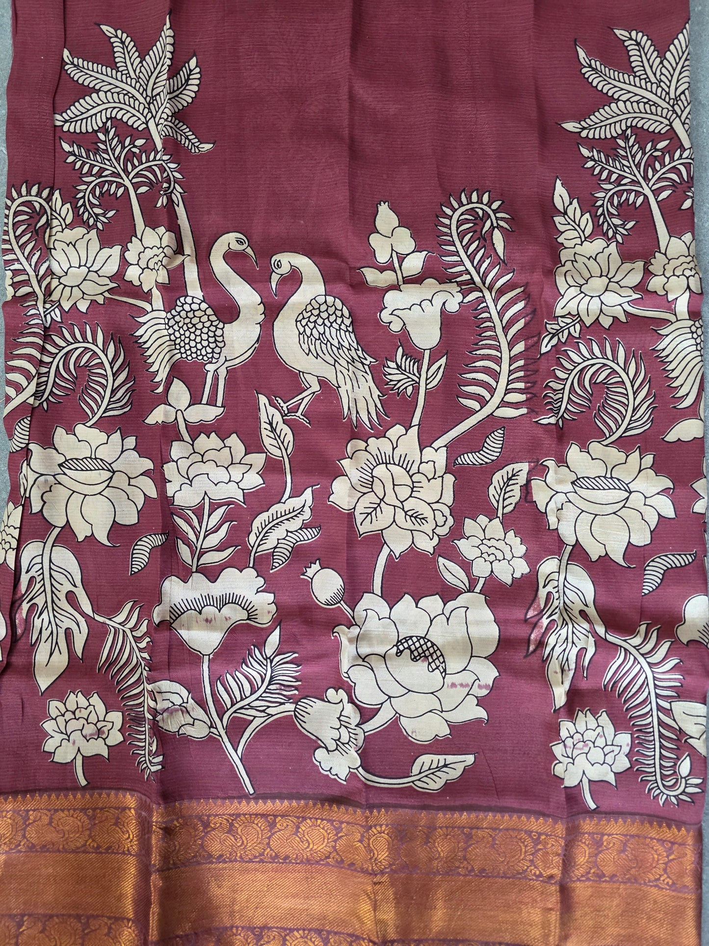 Kanchi border chennuri kalamkari  silk set - AK422