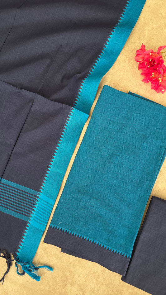 Pure handloom cotton with temple border - H32