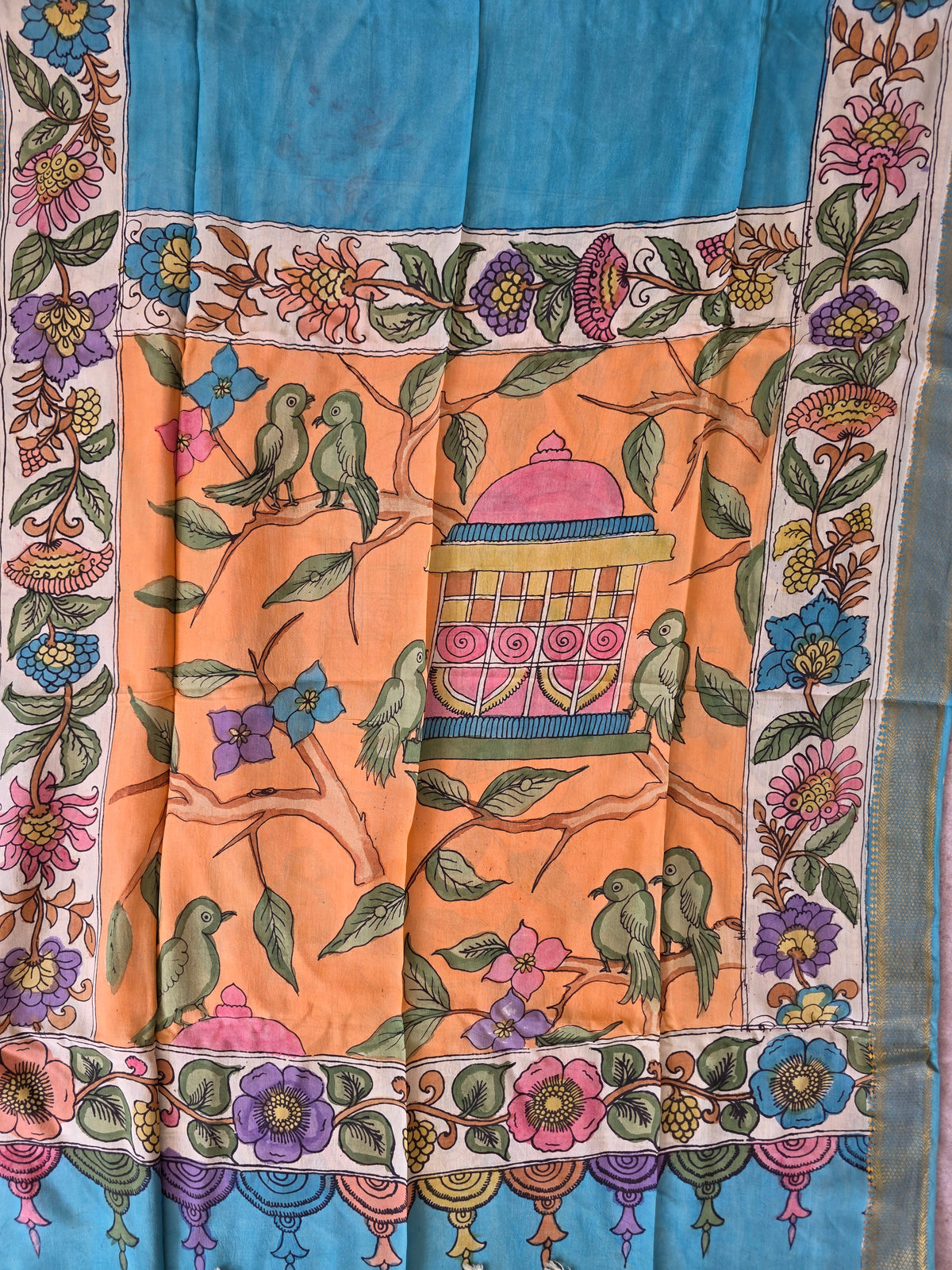 Handcrafted Penkalamkari bangalore silk set -KH231