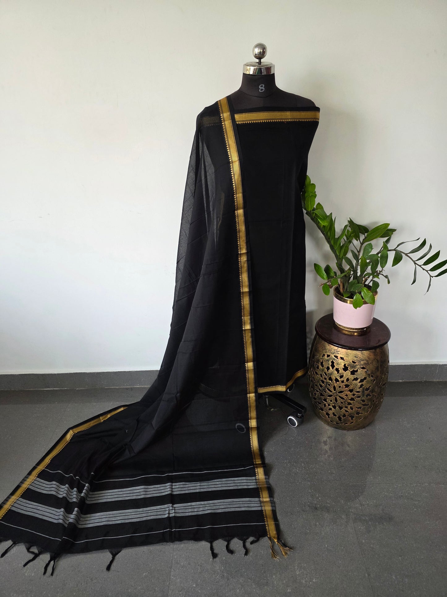 Mercerised  narayanapet salwar set  (4.5 meters) (black)- NA296