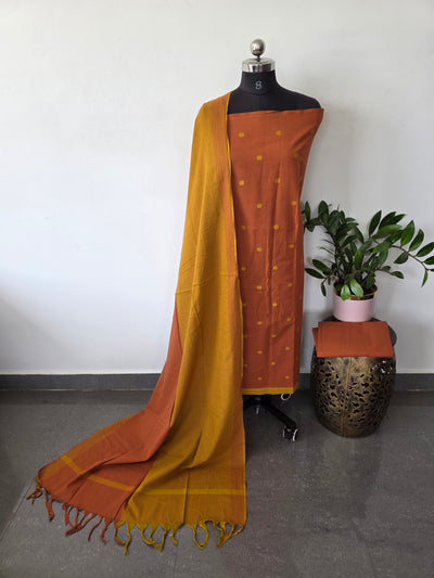 Prewashed Temple border coin butta south cotton set - HJ99
