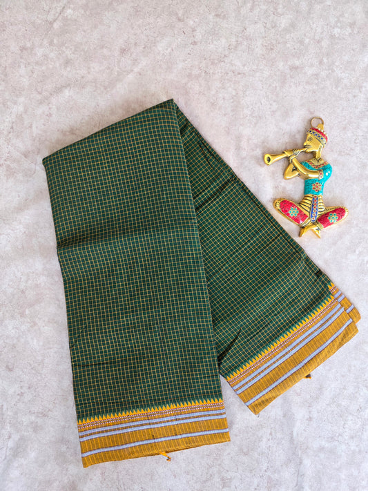 Mercerised checked narayanapet saree - NA198