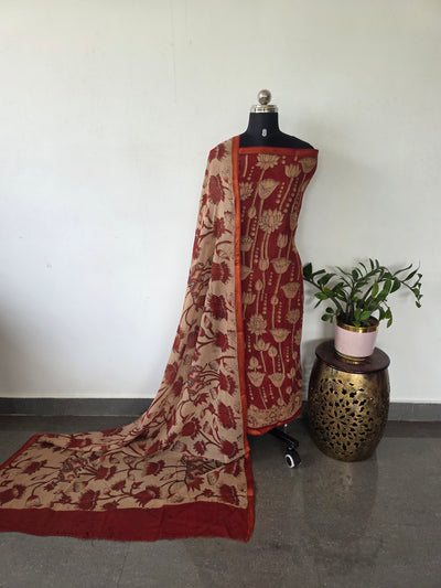 Handcrafted Kota kalamkari set ( 2 pc set )-AK485