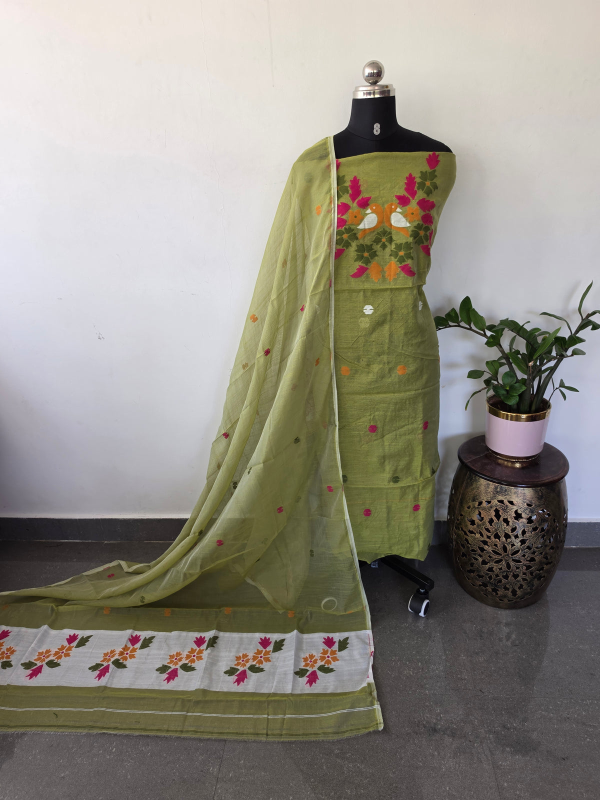 West Bengal Silk cotton jamdhani set - AV393