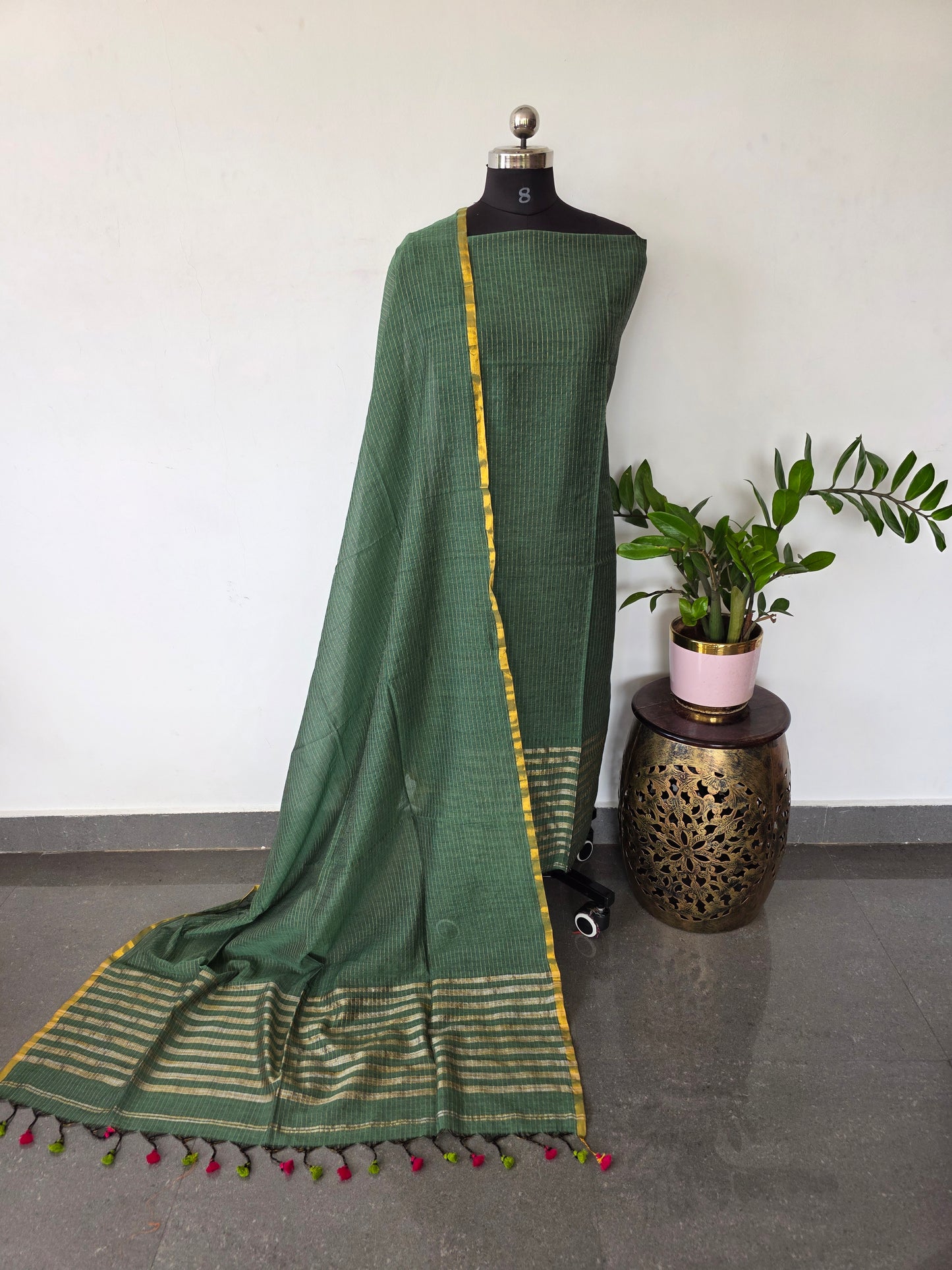 Premium mul khadi zari lines salwar set - MUL307