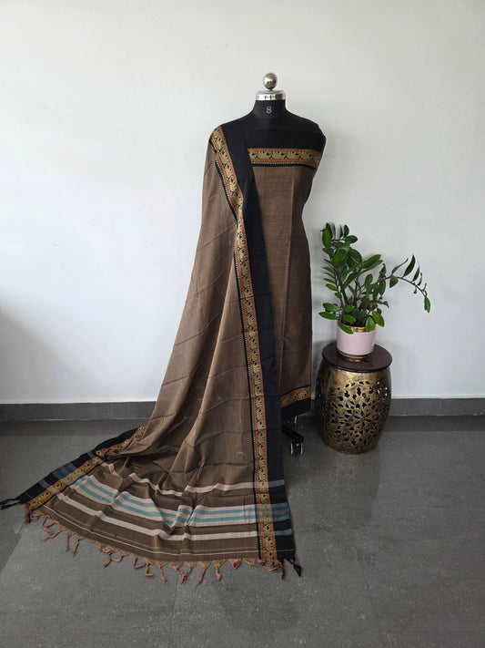 Mercerised narayanapet salwar set with elephant border (4.5 meters)- NA399