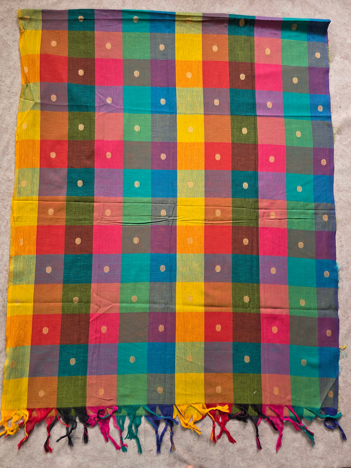 Weaving imperfection Madras kattam prewashed duppatta  -MD175