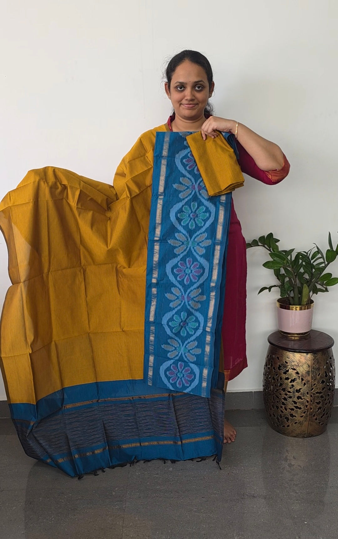 Pochampally sico set with ikkat damn -Sz326