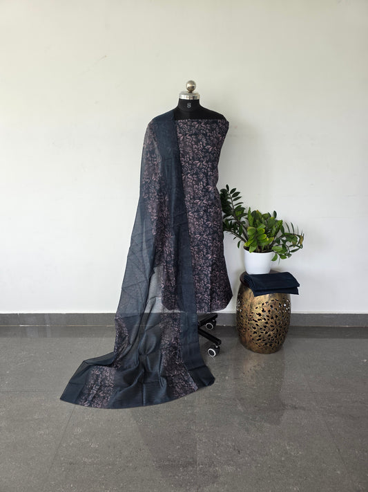 Fancy digital linen silk set -177