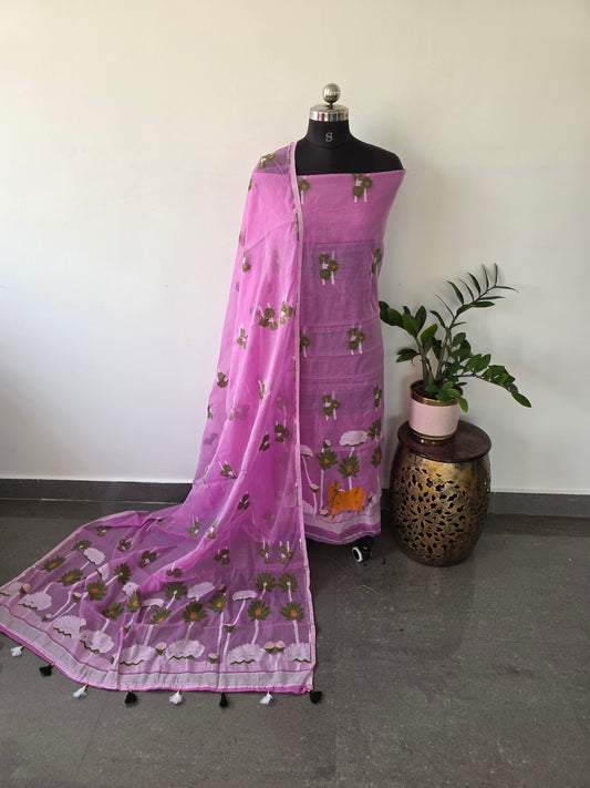 Silk cotton jamdhani set - AV96