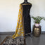 Fusion Narayanapet with handcrafted chennuri silk kalamkari duppatta(Black) -NA681