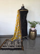 Fusion Narayanapet with handcrafted chennuri silk kalamkari duppatta(Black) -NA681