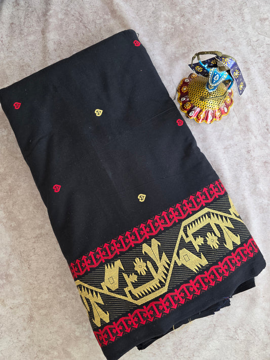 Prewashed Jamdhani Pure handloom cotton running material (0.5 mtrs)  - HRM93