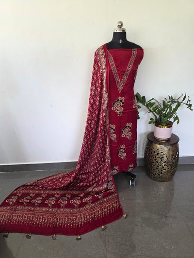 Handcrafted ajrakh modal silk set - HZ272