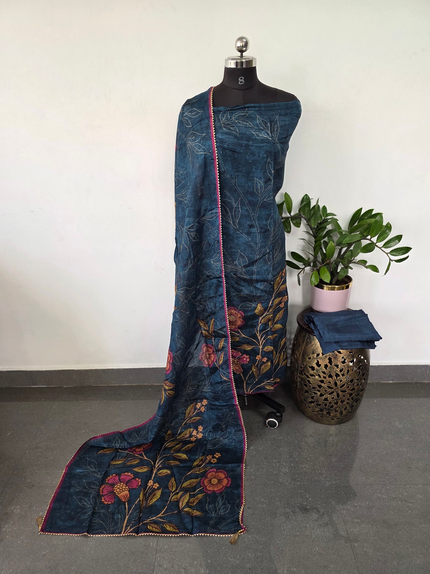 Penkalamkari inspired Viscose Modal silk set-VM41