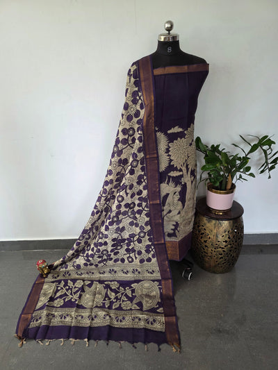 Kanchi border chennuri kalamkari  silk set - AK421