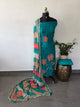 Glass organza viscose handwork silk set (Blue)-FC86
