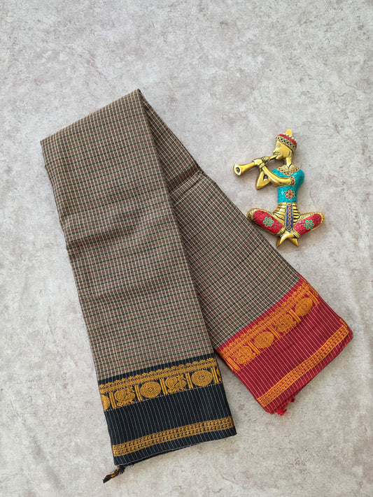 Mercerised checked narayanapet saree - NA200