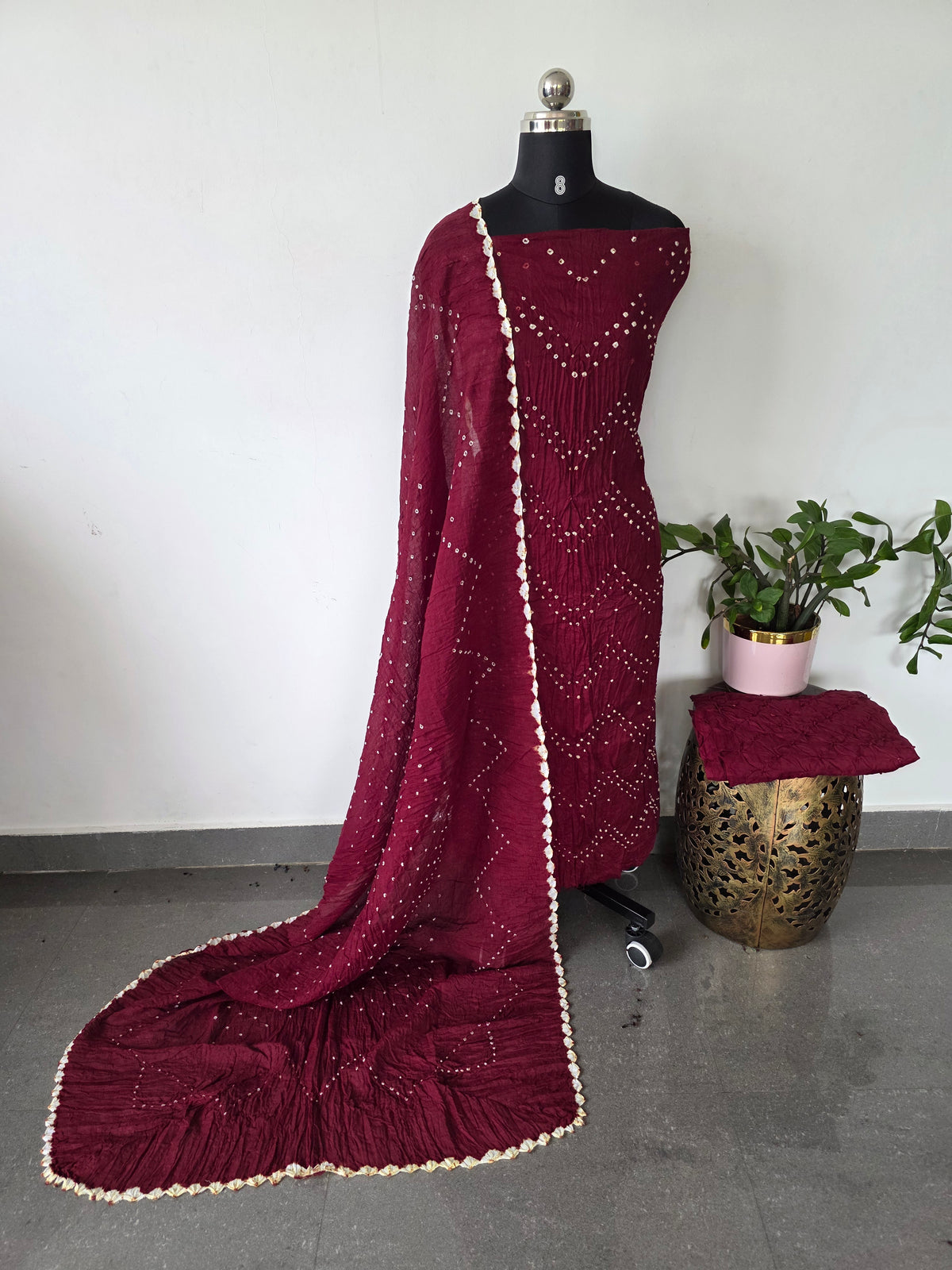 Handcrafted bandhani cotton set  -B143