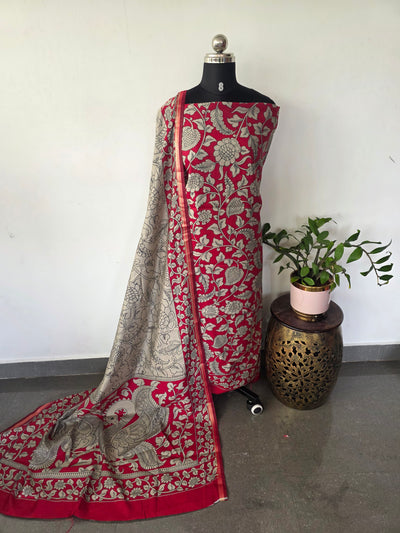 Kalahasthi Kalamkari-inspired Assam silk set - AS124