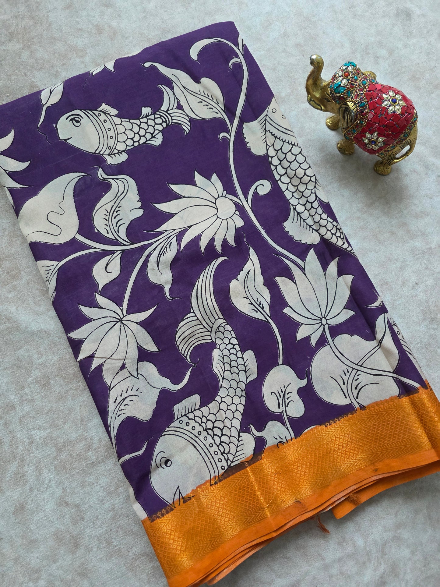 pure chennuri kalamkari silk saree with nizam border - KQ9