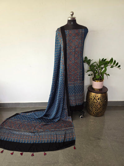 Handcrafted ajrakh modal silk set - HZ201