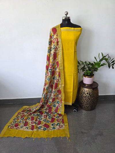 Pure chennuri silk top with pure chennuri silk kalamkari mangalagiri border - AK322