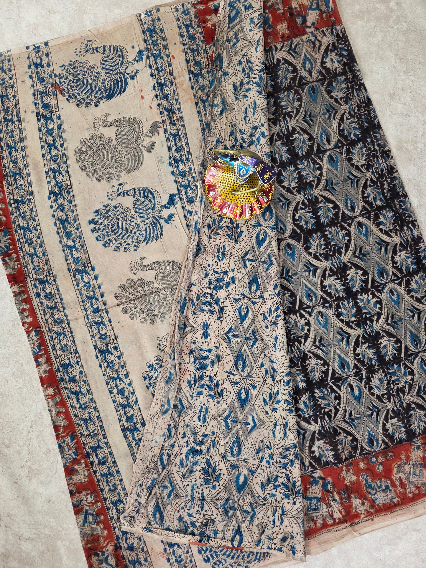 Handblock pure kalamkari cotton saree  - HS16