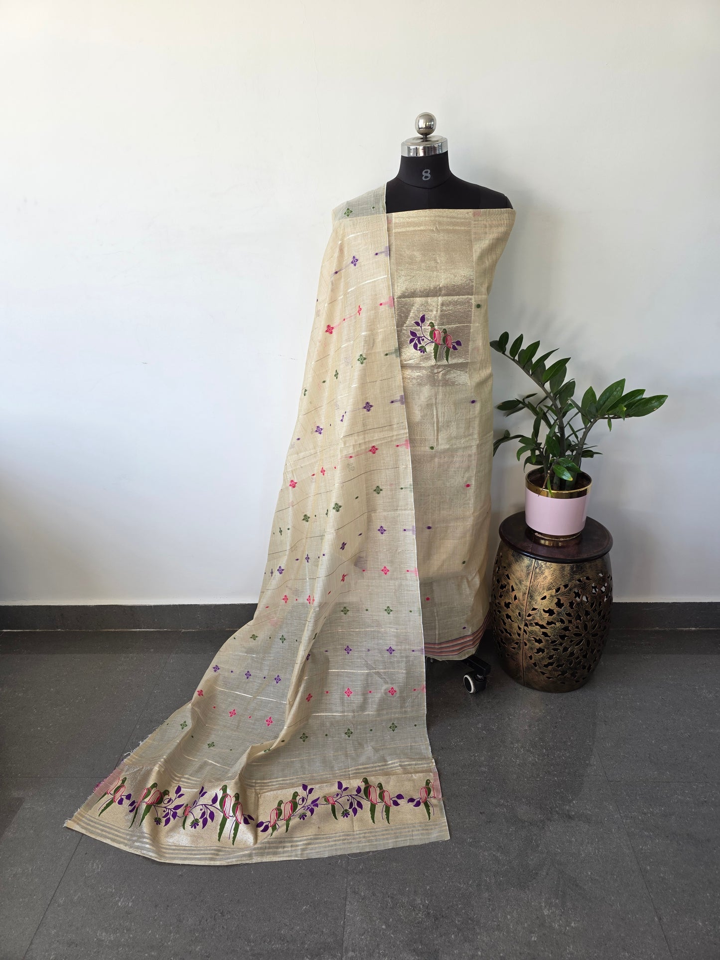 Fancy silk cotton paithani jamdhani set - HG4