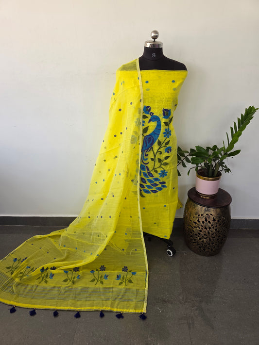 Premium Silk cotton jamdhani set  - AV258