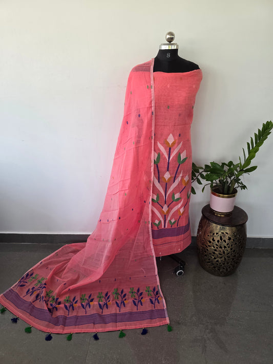 Premium Silk cotton jamdhani set  - AV249