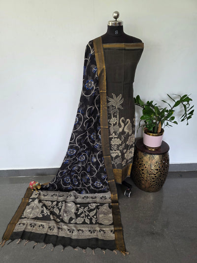 Kanchi border chennuri kalamkari  silk set - AK424