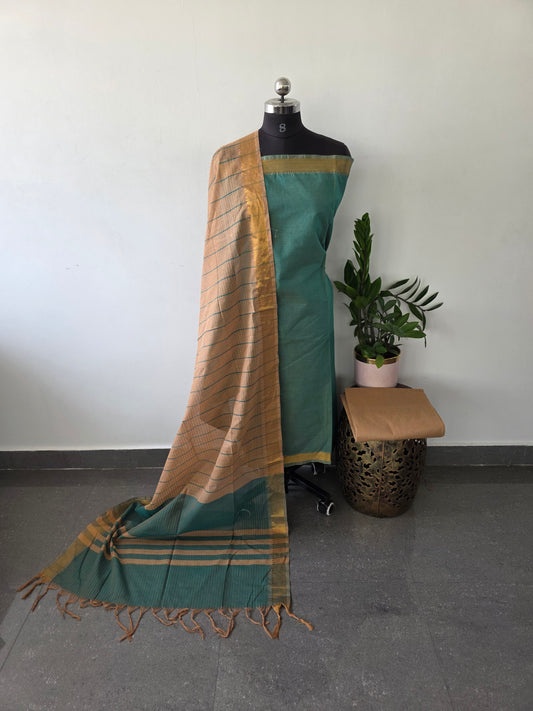 Handloom cotton with mangalagiri border salwar - MAA125