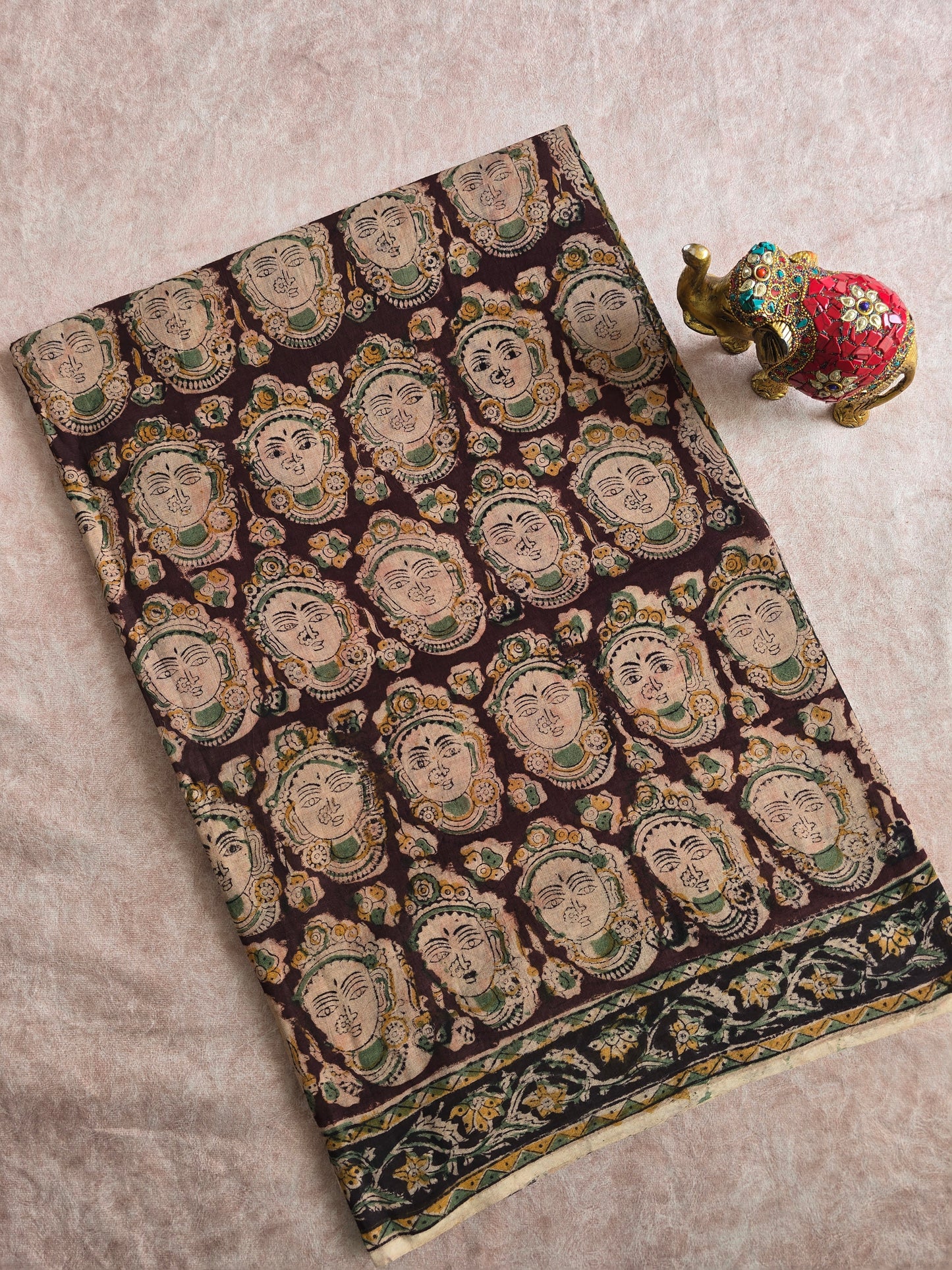 Handblock pure kalamkari cotton saree - HZ10