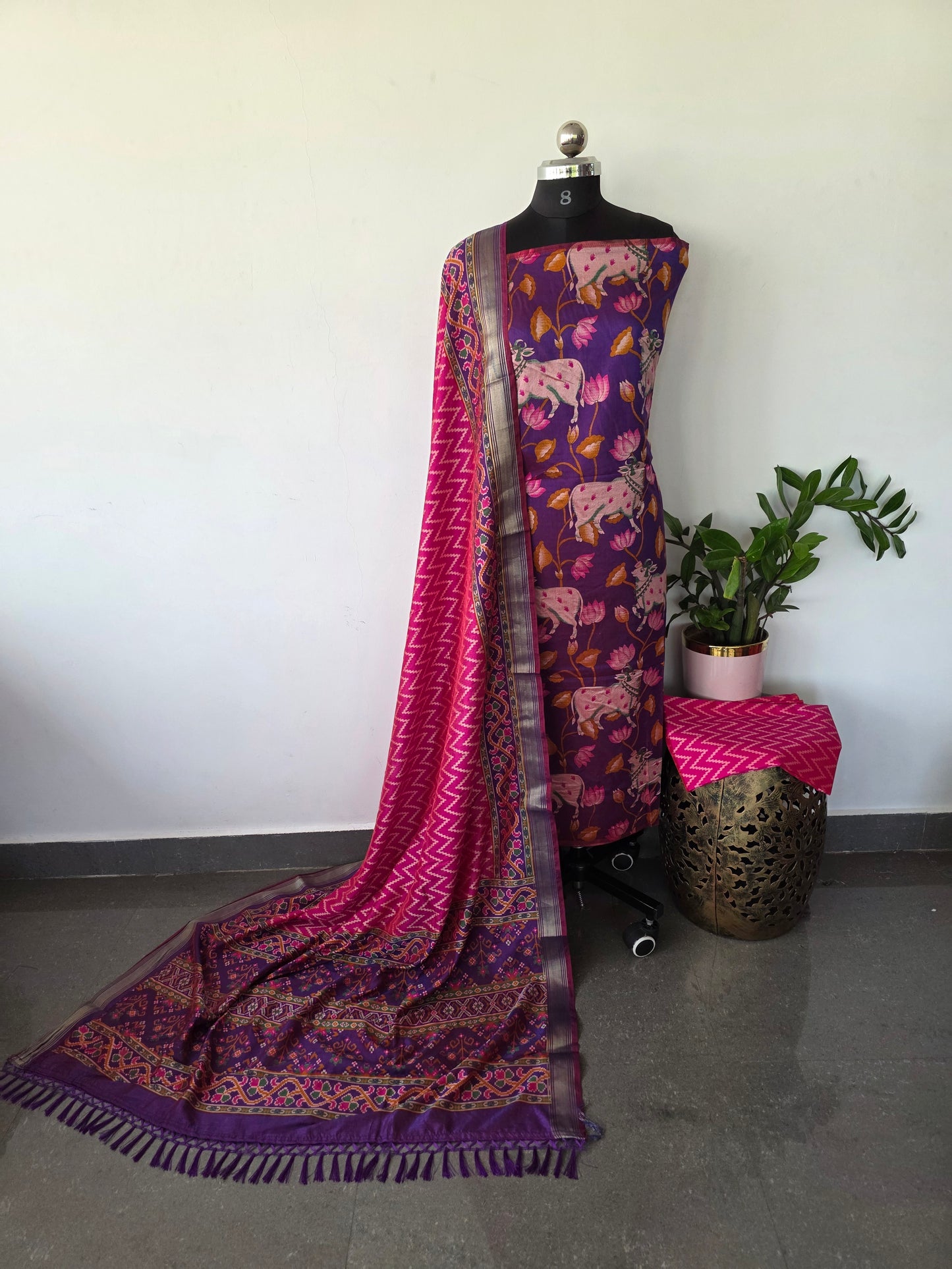 Premium semi Patola silk set - PK84