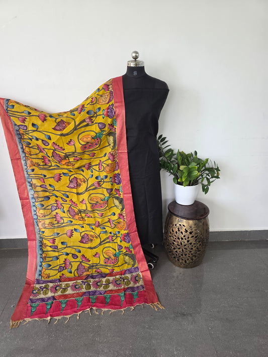 Authentic pure pen kalamkari silk duppatta - PD2