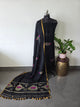 Premium handloom linen jamdhani set (black) - JMM173
